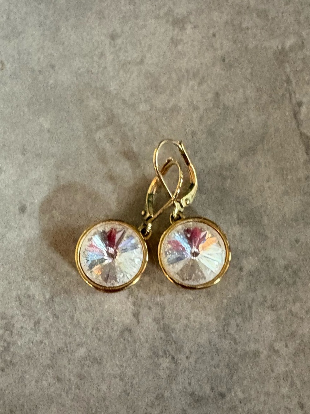 Touchstone Crystal Lulu Gold Drop Earrings with white Crystal Centers